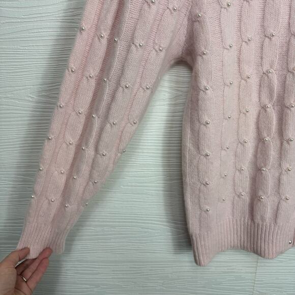 Vintage Yarn Works Lambswool and Angora Blend Pink Pearl Studded Sweater - Picture 6 of 10